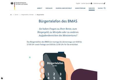 Bürgertelefon des Bundesministeriums für Arbeit und Soziales