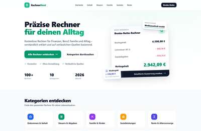 Rechnernest.de - Kostenlose Online-Rechner – Einfach, schnell und zuverlässig Rechnernest.de - Kostenlose Online-Rechner – Einfach, schnell und zuverlässig